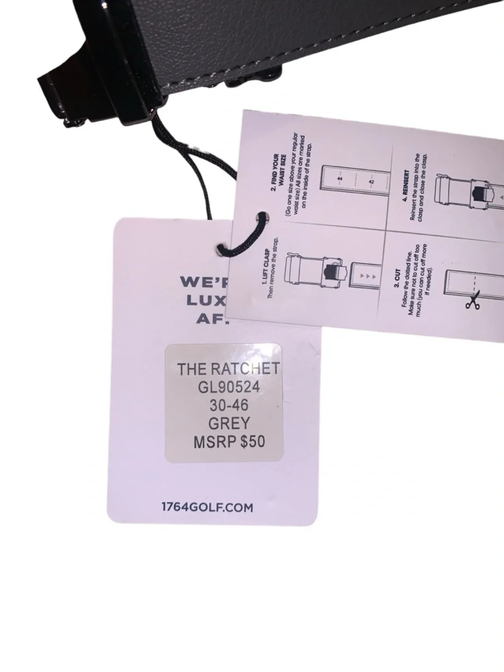 NWT Graham Luxe “The Ratchet” Golf Belt | Grey | Cut-to-Fit 30-46